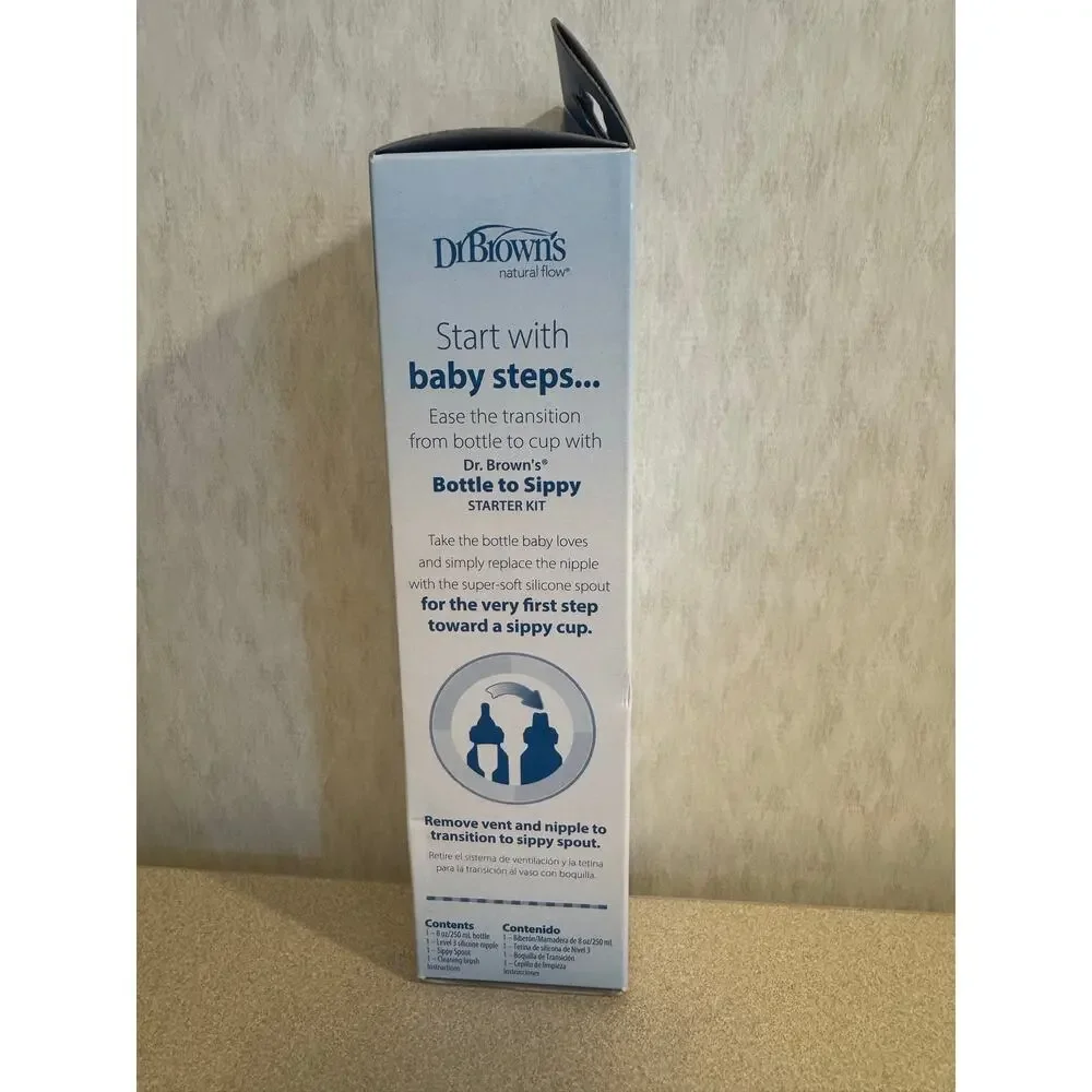 Dr. Brown's Natural Flow Anti-Colic Options+ Narrow Sippy Bottle Starter Kit 8oz